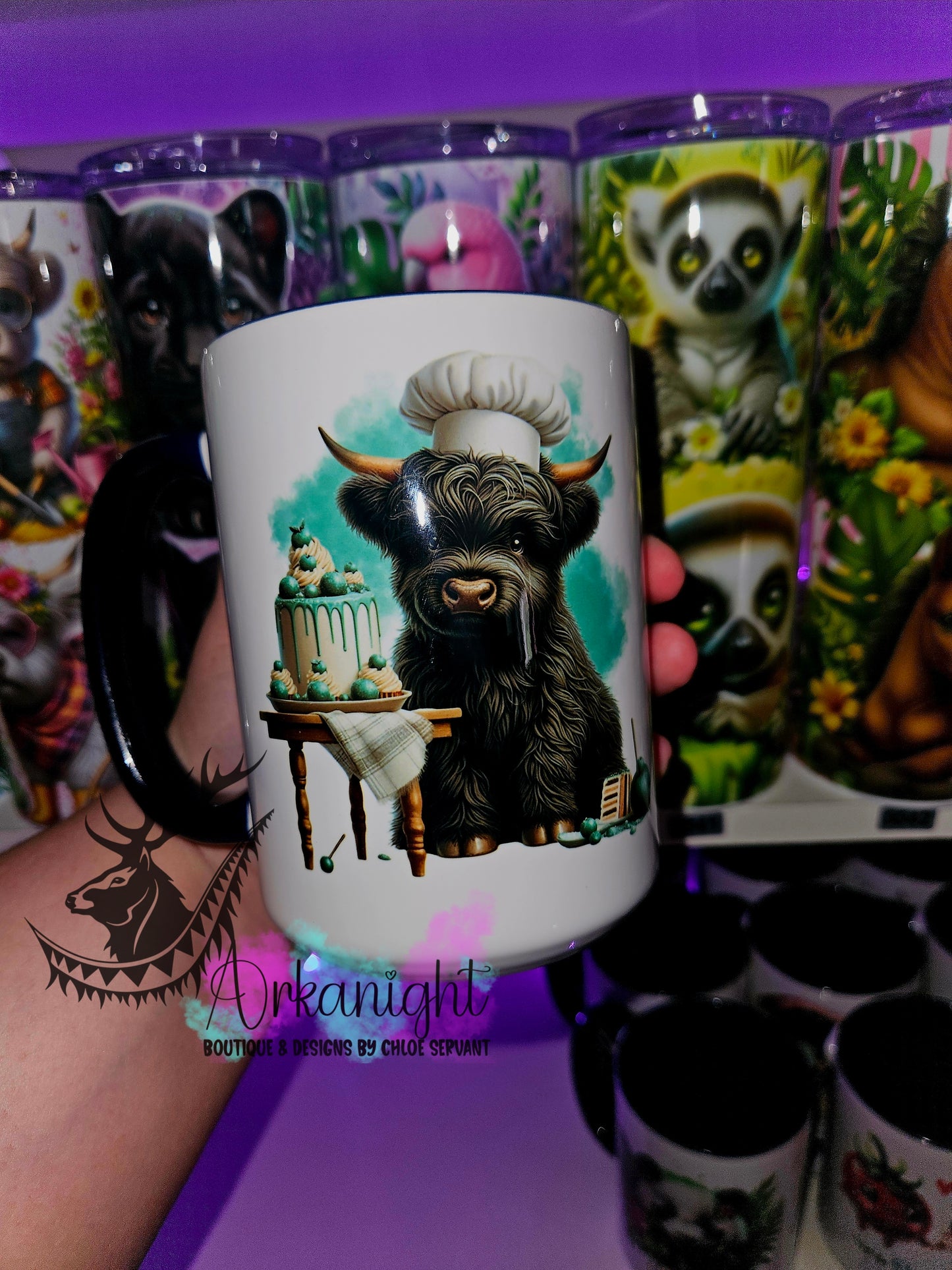 Tasse en céramique sur commande - Highland Cow Pâtissier
