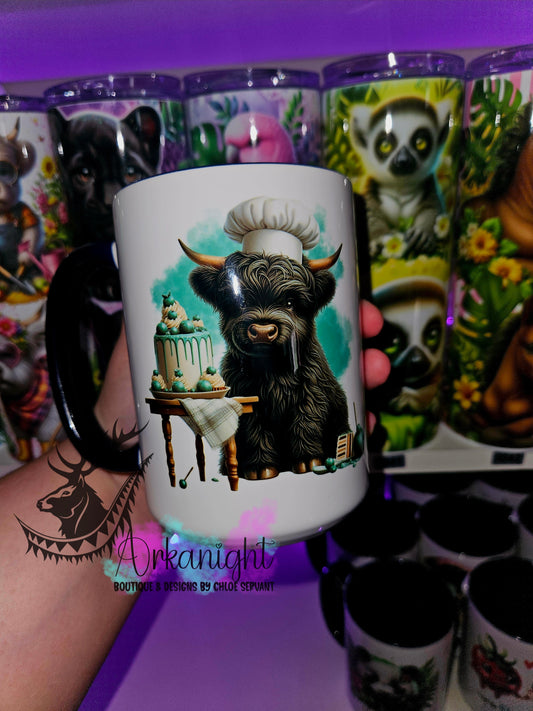 Tasse en céramique sur commande - Highland Cow Pâtissier