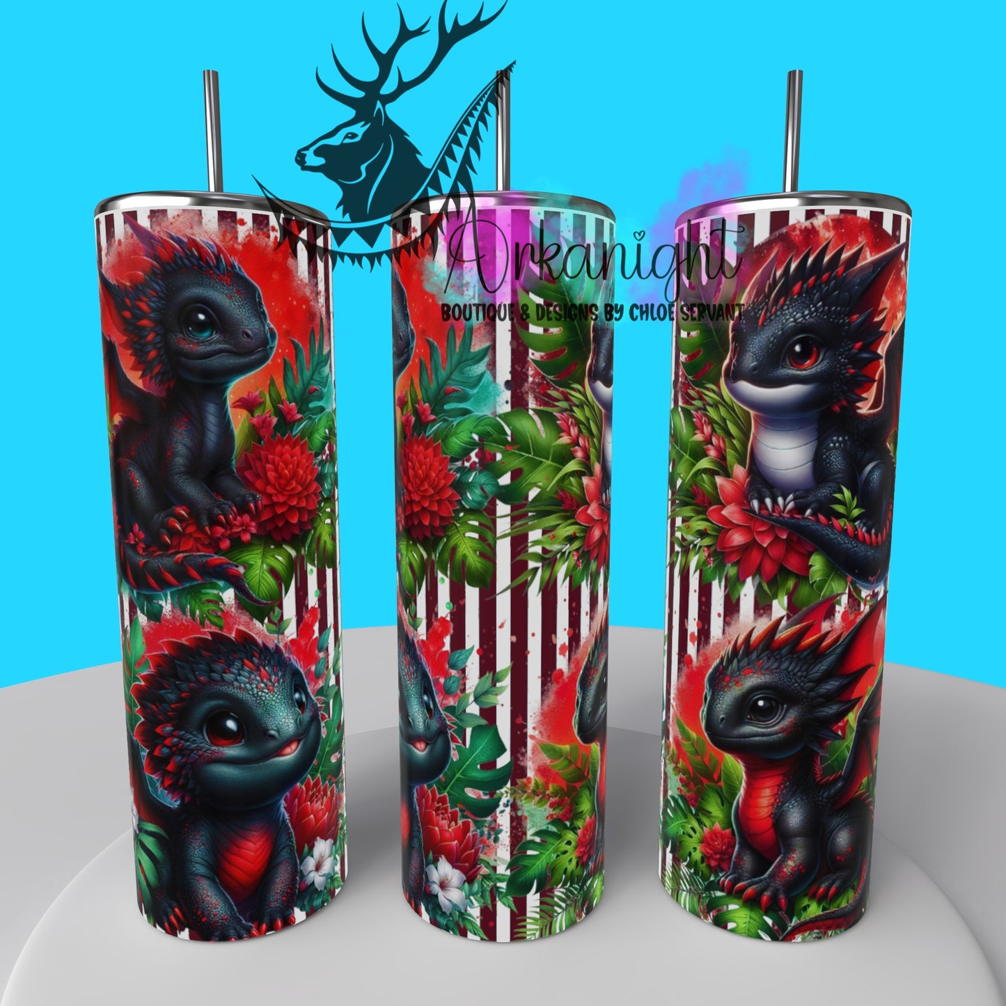 Gourde sur commande - Collection Monstera & Bébé Dragon 2025 - Noir & Rouge Néon