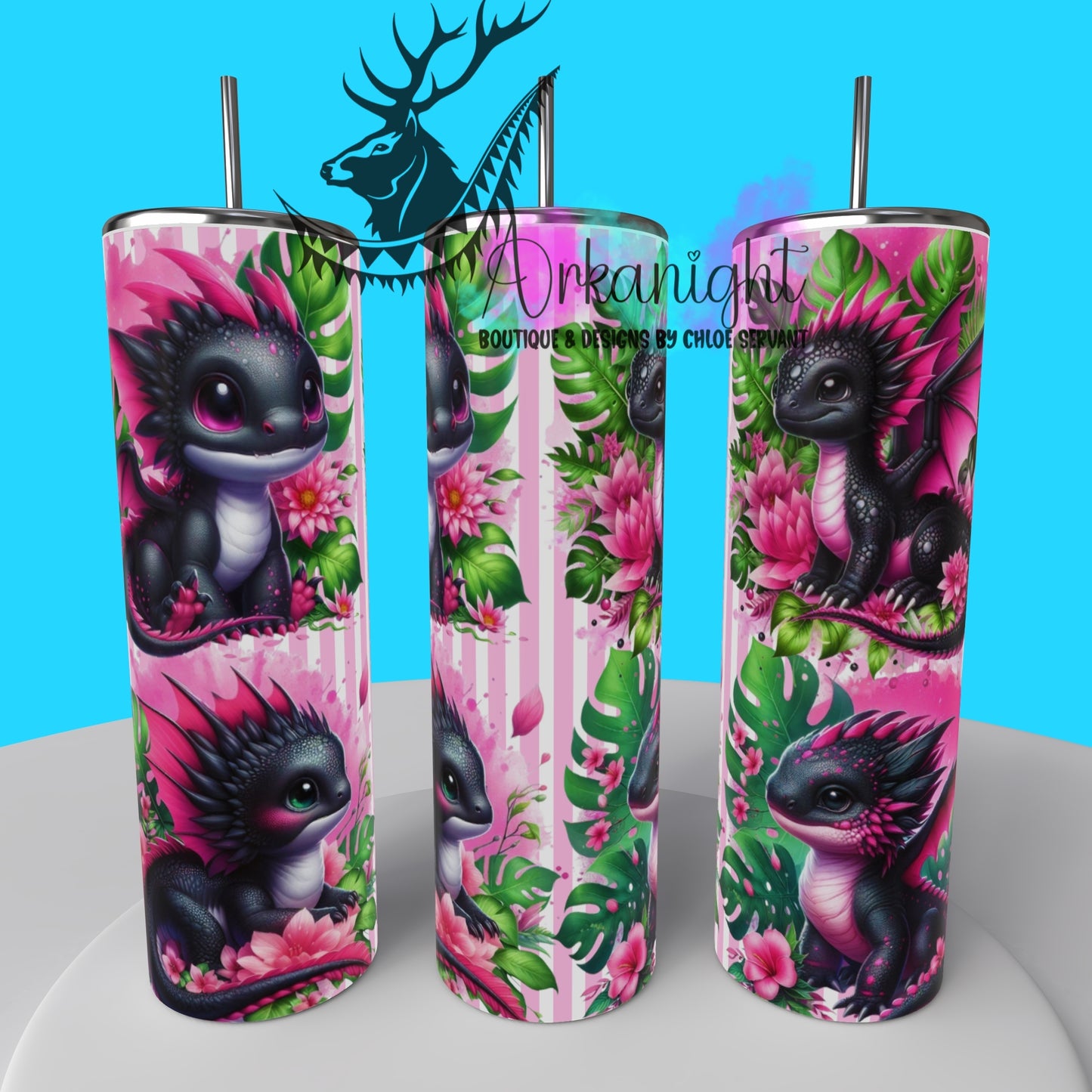 Gourde sur commande - Collection Monstera & Bébé Dragon 2025 - Noir & Rose Néon