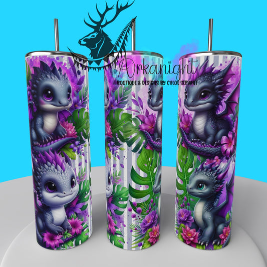 Gourde sur commande - Collection Monstera & Bébé Dragon 2025 - Gris & Mauve