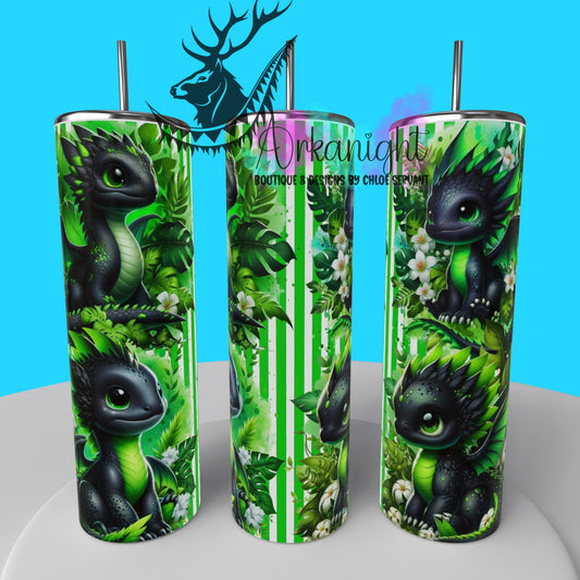 Gourde sur commande - Collection Monstera & Bébé Dragon 2025 - Noir & Vert Fluo