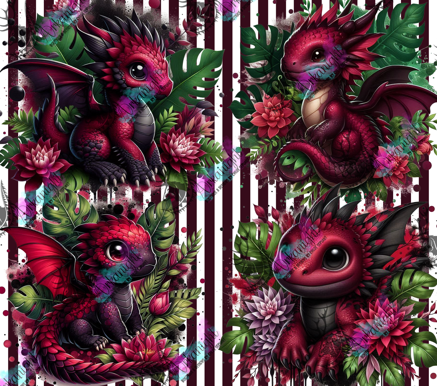 Numérique - Collection Monstera & Bébé Dragon 2025 - Noir & Bourgogne