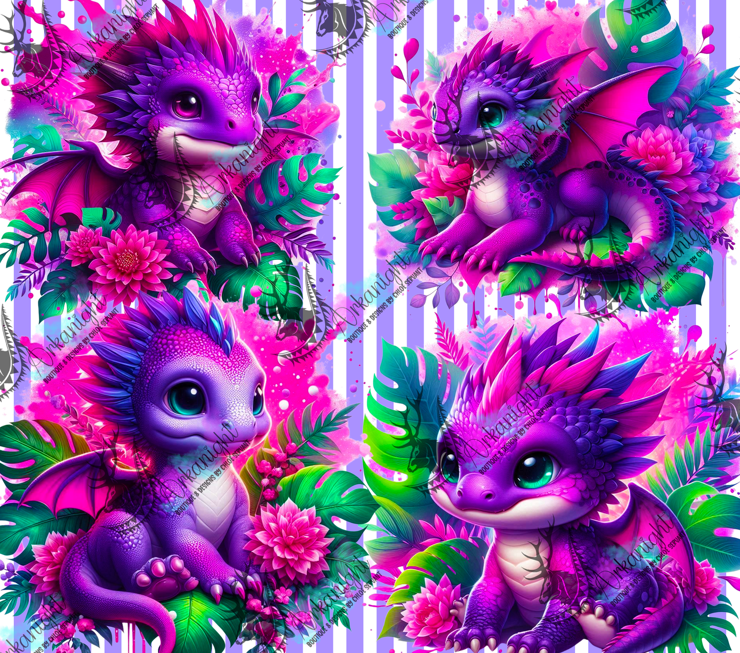 Numérique - Collection Monstera & Bébé Dragon 2025 - Mauve & Rose