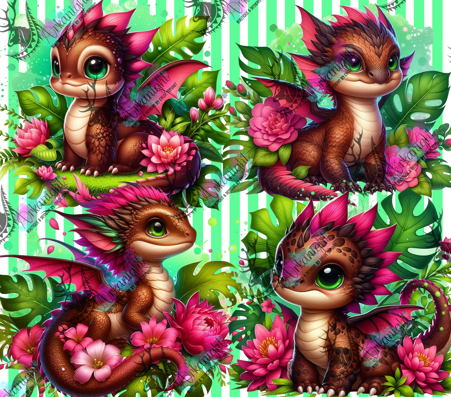 Numérique - Collection Monstera & Bébé Dragon 2025 - Brun & Fushia