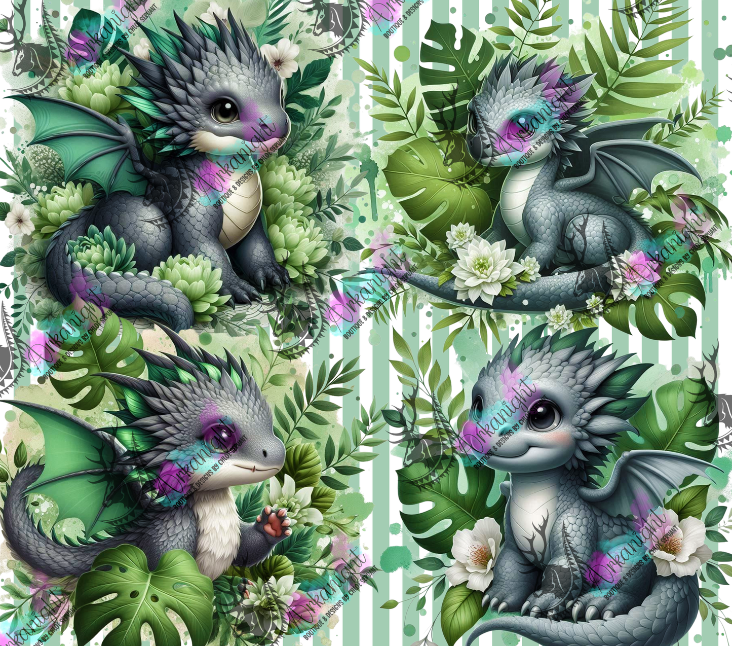 Numérique - Collection Monstera & Bébé Dragon 2025 - Gris & Sauge