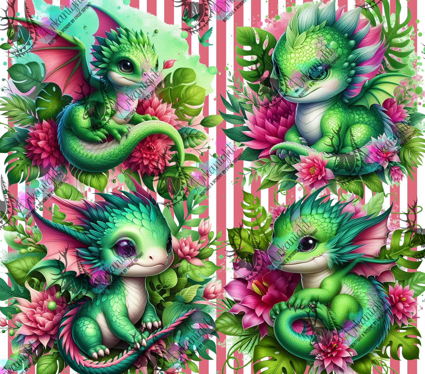 Numérique - Collection Monstera & Bébé Dragon 2025 - Vert & Rose