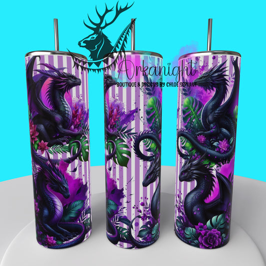Gourde sur commande - Collection Monstera & Dragon 2025 - Noir & Mauve Néon