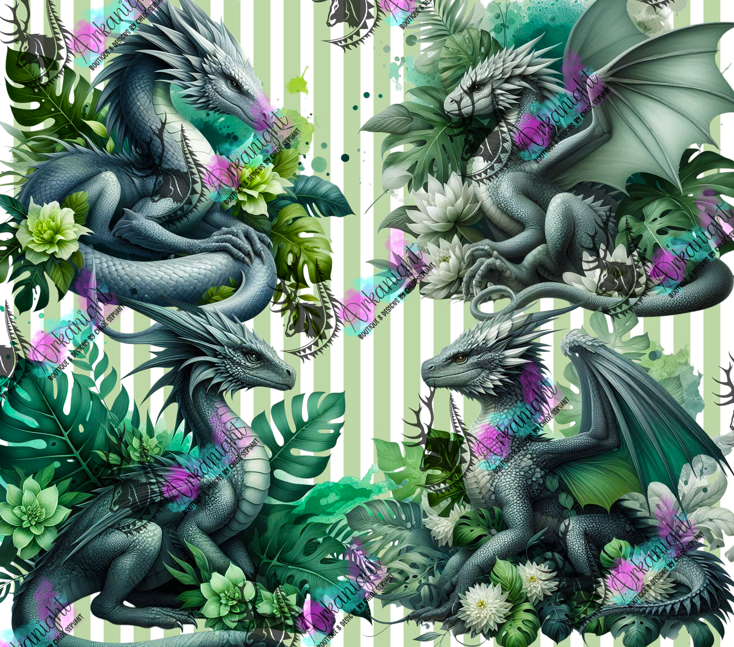 Numérique - Collection Monstera & Dragon 2025 - Gris & Vert Sauge