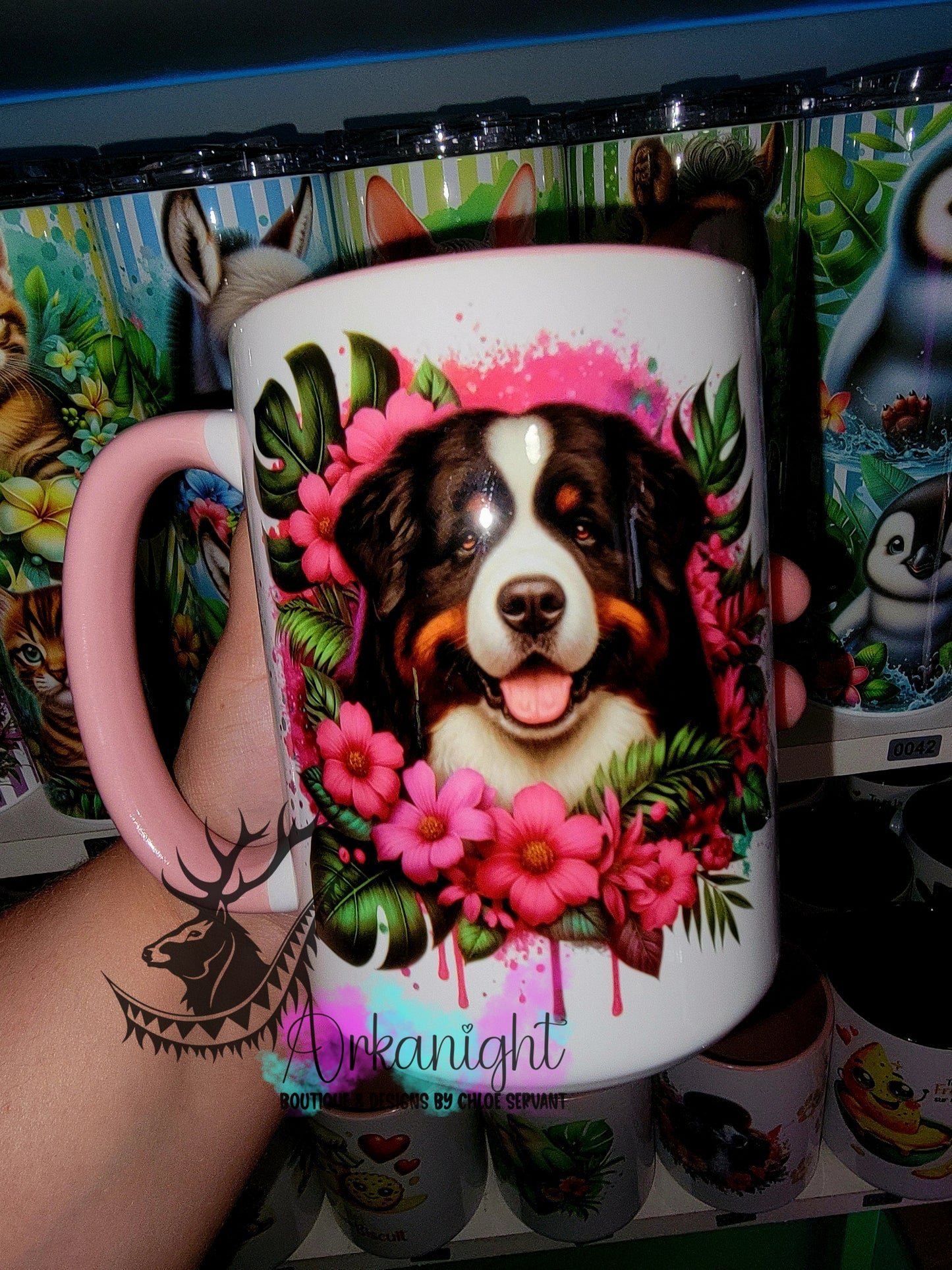 Tasse en céramique sur commande - Monstera & Chien - Bouvier Bernois