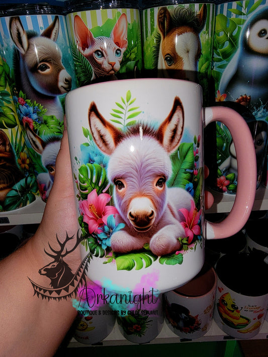 Tasse en céramique sur commande - Monstera & animals - Âne