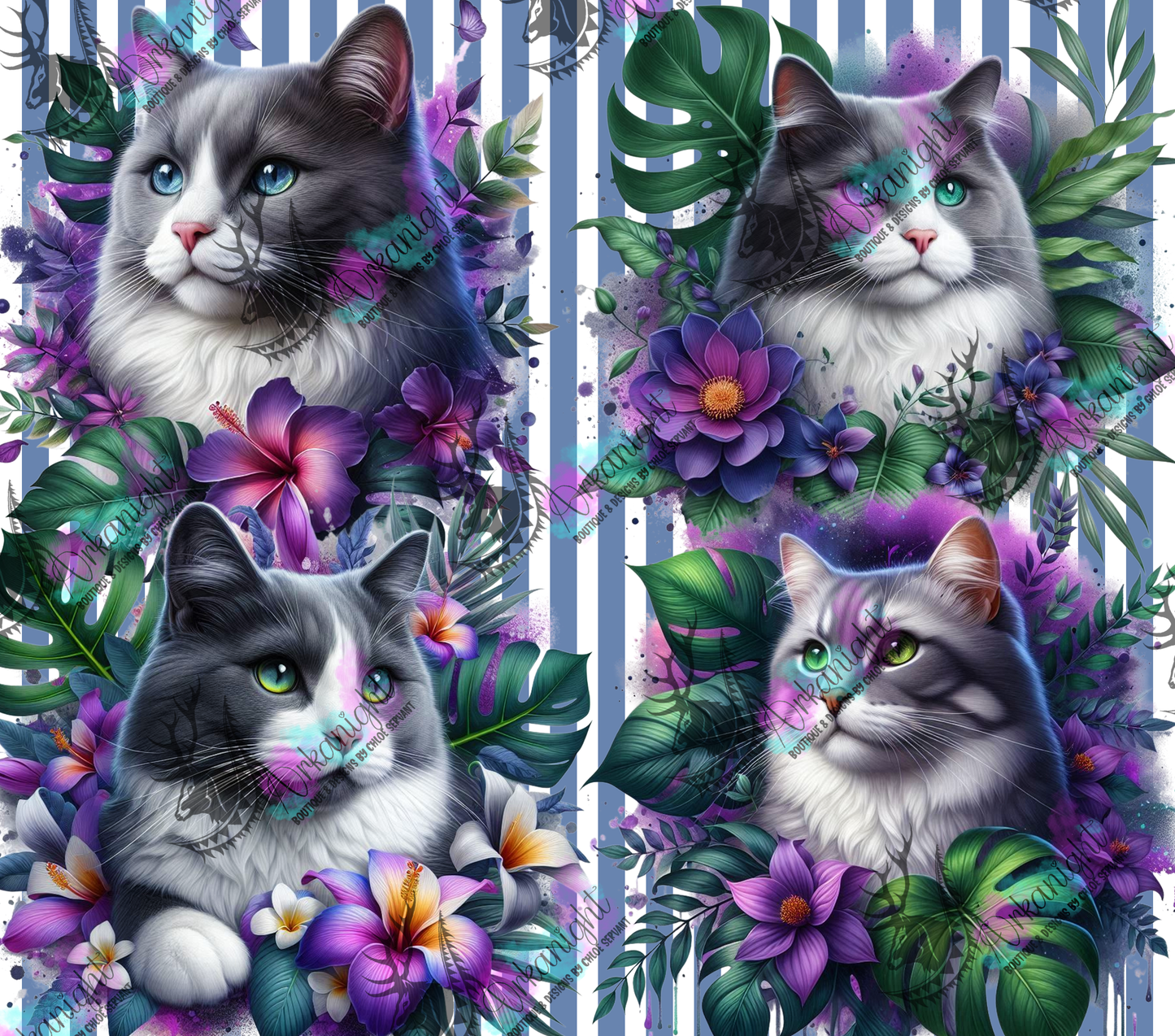 Numérique - Collection Monstera & Chat 2025 - Gris & Blanc