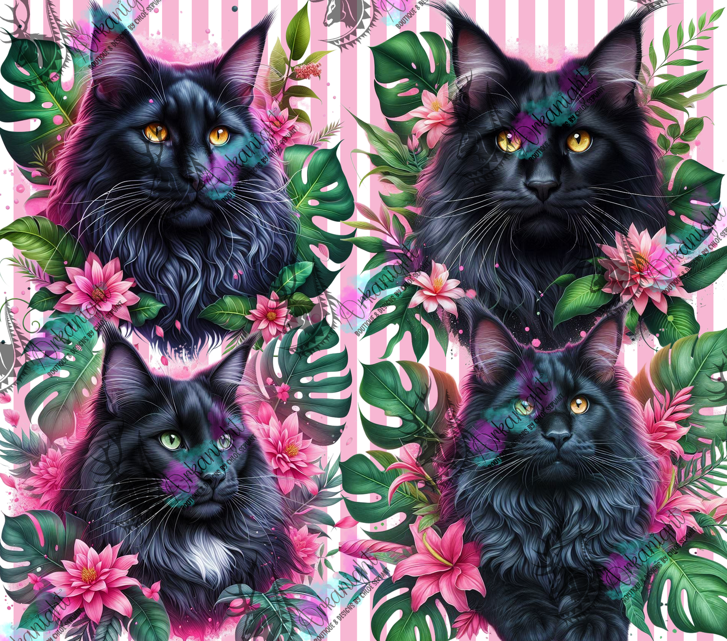 Numérique - Collection Monstera & Chat 2025 - Maine Coon Noir