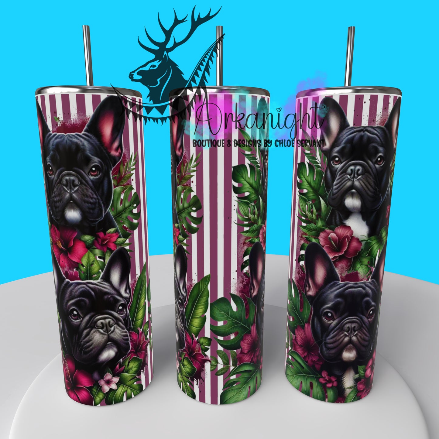 Gourde sur commande - Collection Monstera & Chien 2025 - French Bulldog - Noir