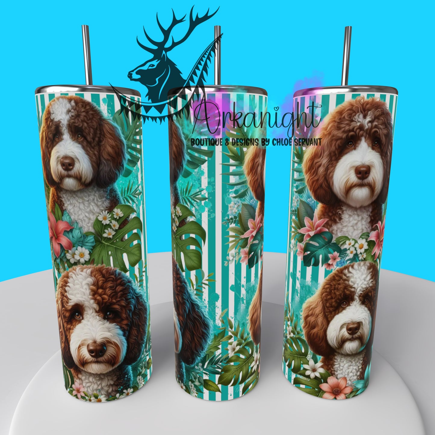 Gourde sur commande - Collection Monstera & Chien 2025 - Doodle - Brun/Blanc