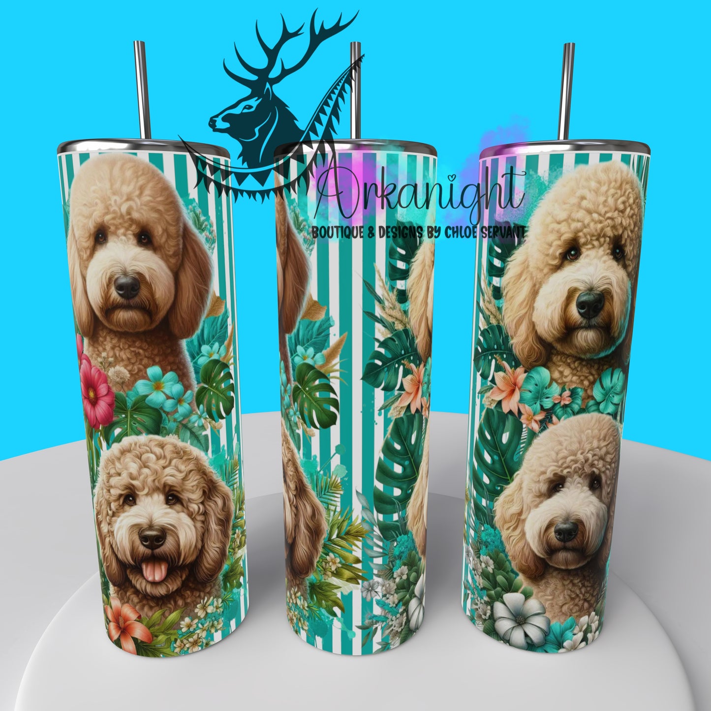 Gourde sur commande - Collection Monstera & Chien 2025 - Doodle - Champagne