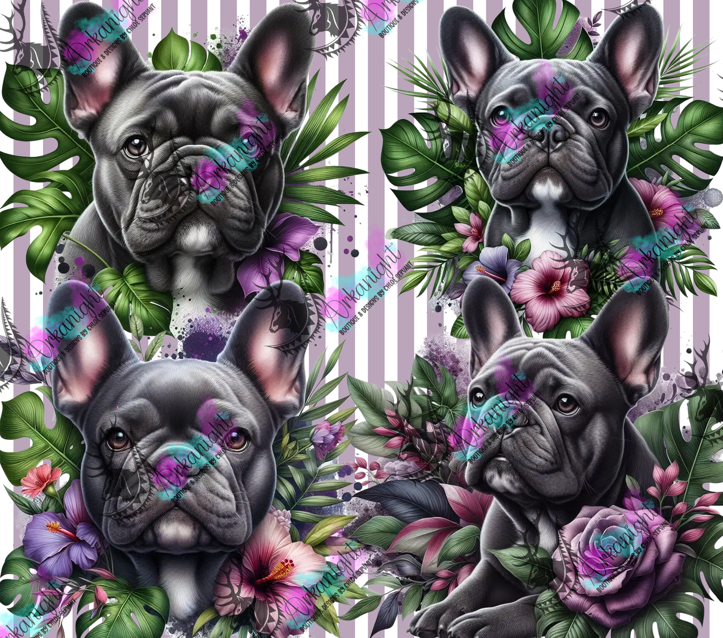 Numérique - Collection Monstera & Chien 2025 - French Bulldog - Gris/Bleu