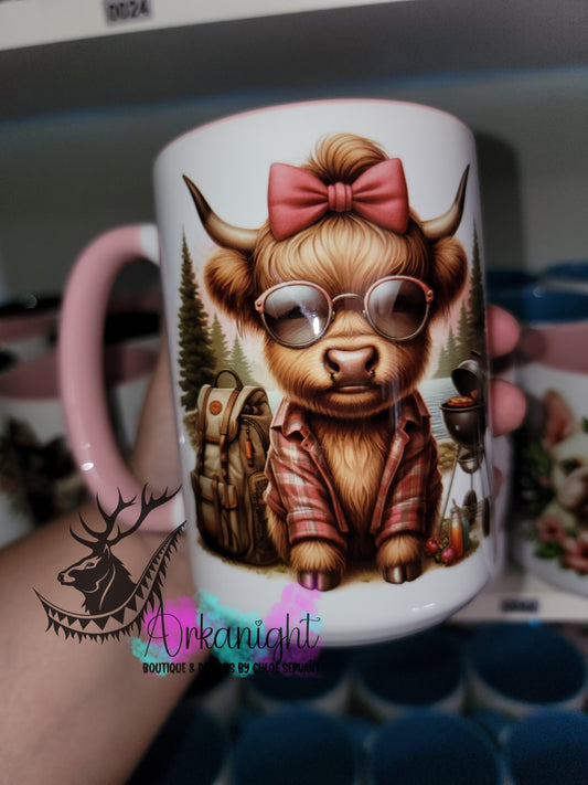 Tasse en céramique sur commande - Vache Highland - Camping Rose