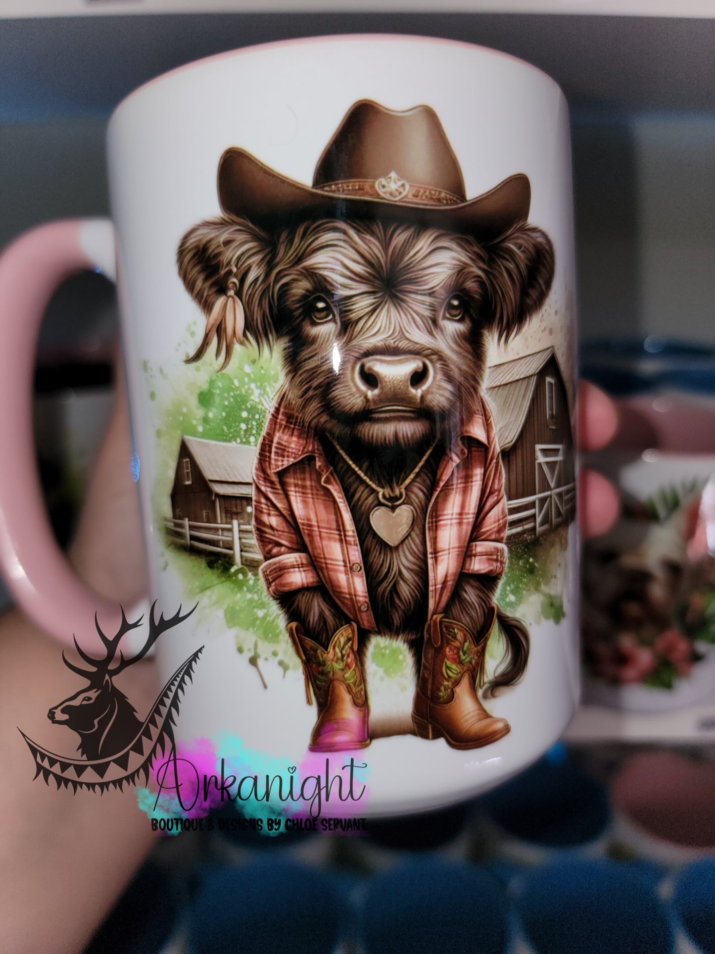 Tasse en céramique sur commande - Highland Cow - Cowboy