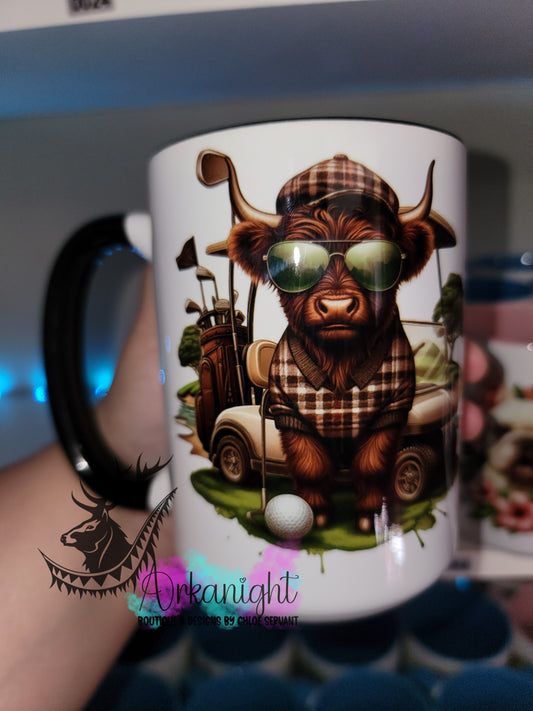 Tasse en céramique sur commande - Highland Cow - Golf Masculin