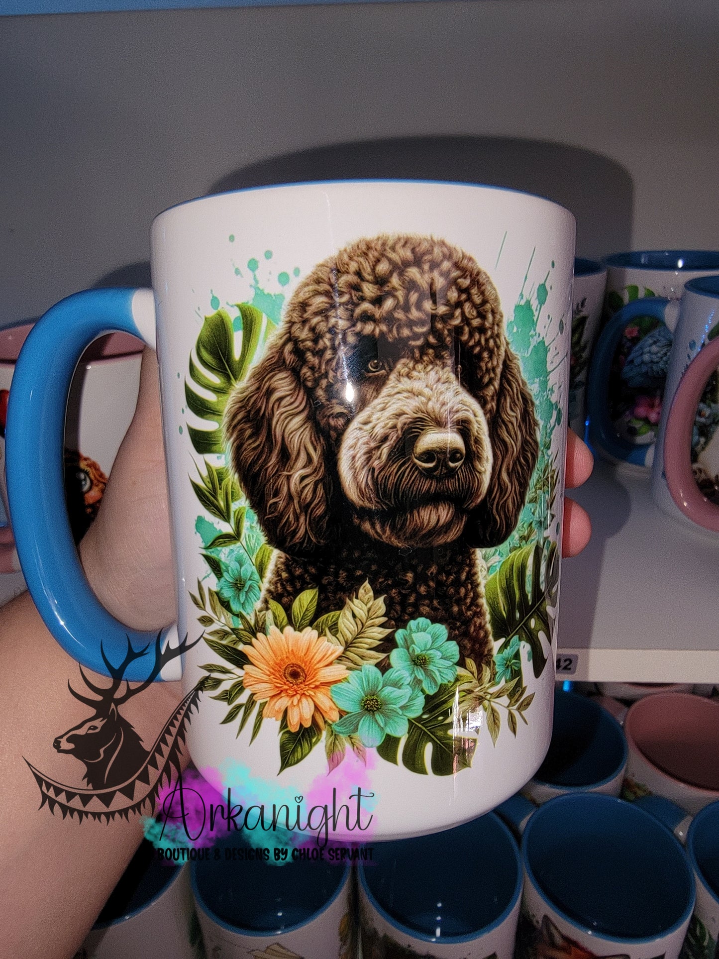 Tasse en céramique sur commande - Monstera & Chien - Doodle - 03
