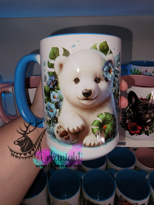 Tasse en céramique sur commande - Monstera & Animals - Baby Polar Bear - 01