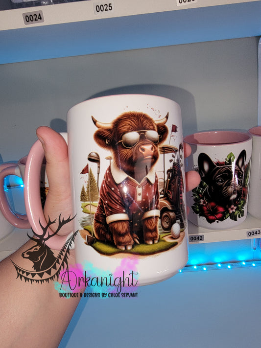 Tasse en céramique sur commande - Highland Cow - Golf Féminin