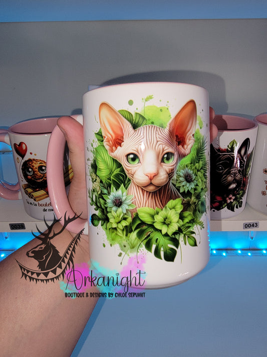 Tasse en céramique sur commande - Monstera & Chaton - Spynx