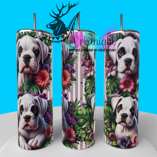Gourde sur commande - Collection Monstera & Chiot 2025 - Boxer Blanc