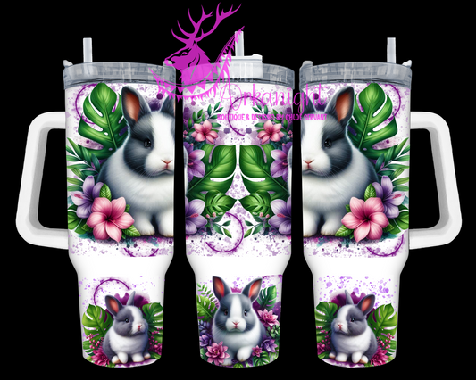Gourde 40 oz sur commande - Collection Monstera & Animals - Lapin