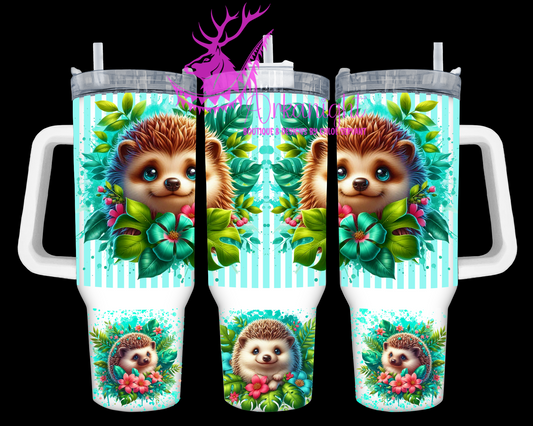 Gourde 40 oz sur commande - Collection Monstera & Animals - Hérisson