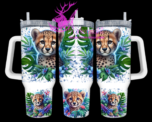 Gourde 40 oz sur commande - Collection Monstera & Animals - Cheetah