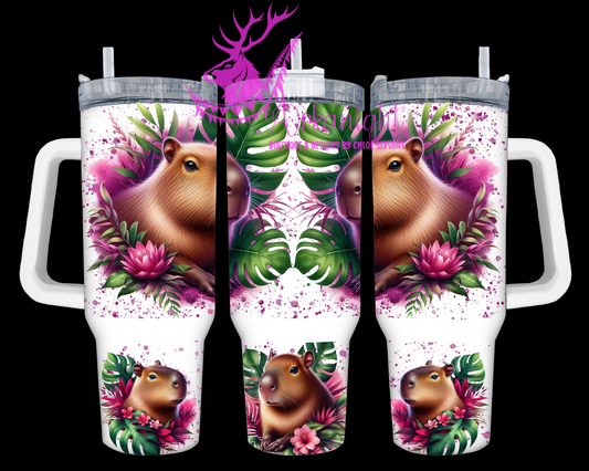 Gourde 40 oz sur commande - Collection Monstera & Animals - Capybara