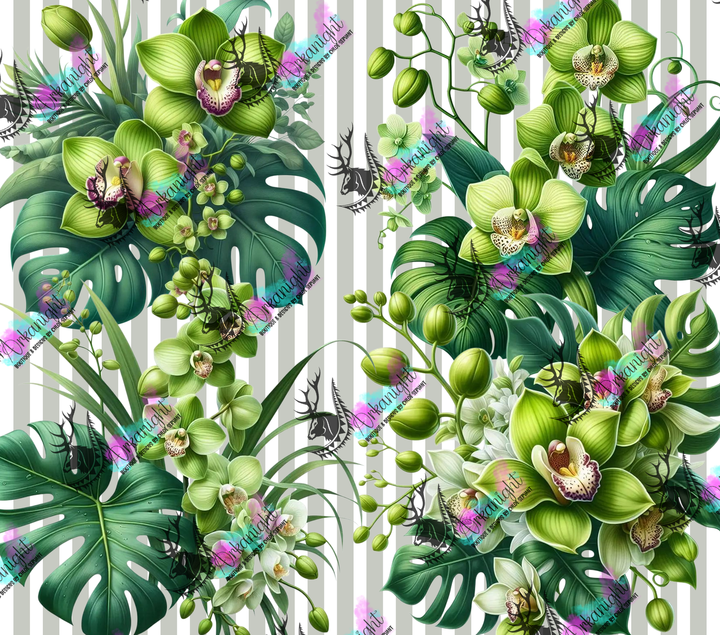 Numérique - Collection Monstera & Fleurs - Orchidées Vertes