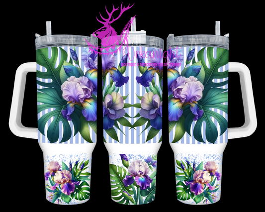 Gourde 40 oz sur commande - Collection Monstera & Fleurs - Iris