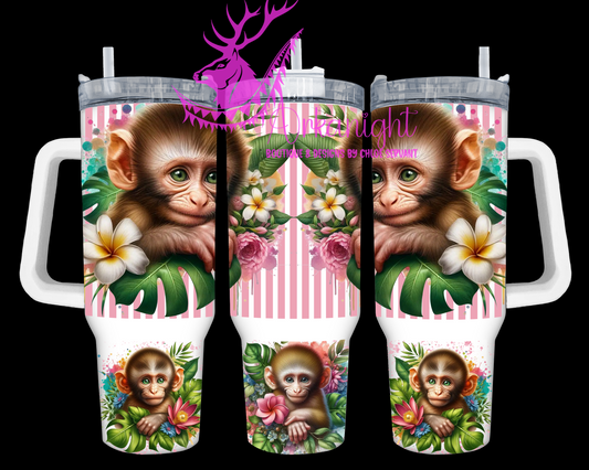 Gourde 40 oz sur commande - Collection Monstera & Animals - Baby Monkey