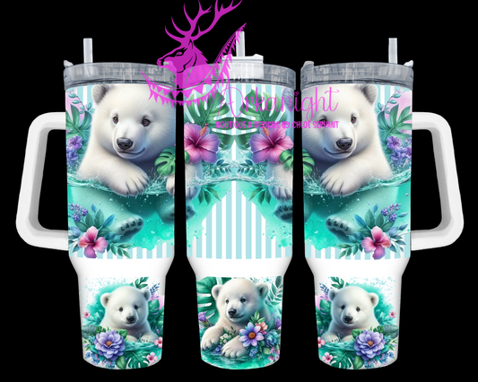 Gourde 40 oz sur commande - Collection Monstera & Animals - Polar Bear