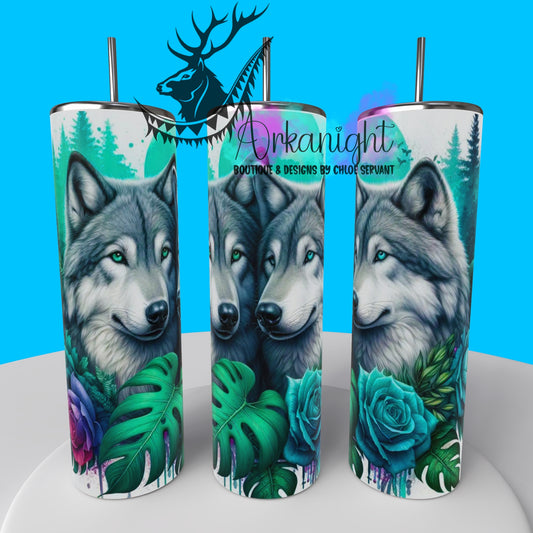 Gourde sur commande - Collection Monstera & Animals- Wolves in love