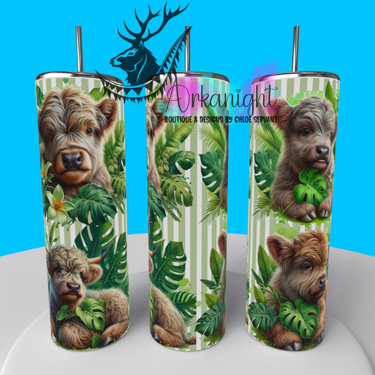 Gourde sur commande - Collection Monstera & Animals- Tan Highland cow