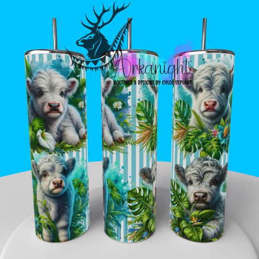 Numérique - Collection Monstera & Animals - Highland Cow grise