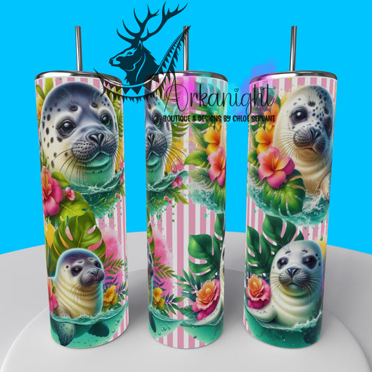 Gourde sur commande - Collection Monstera & Animals - Bébé Phoques
