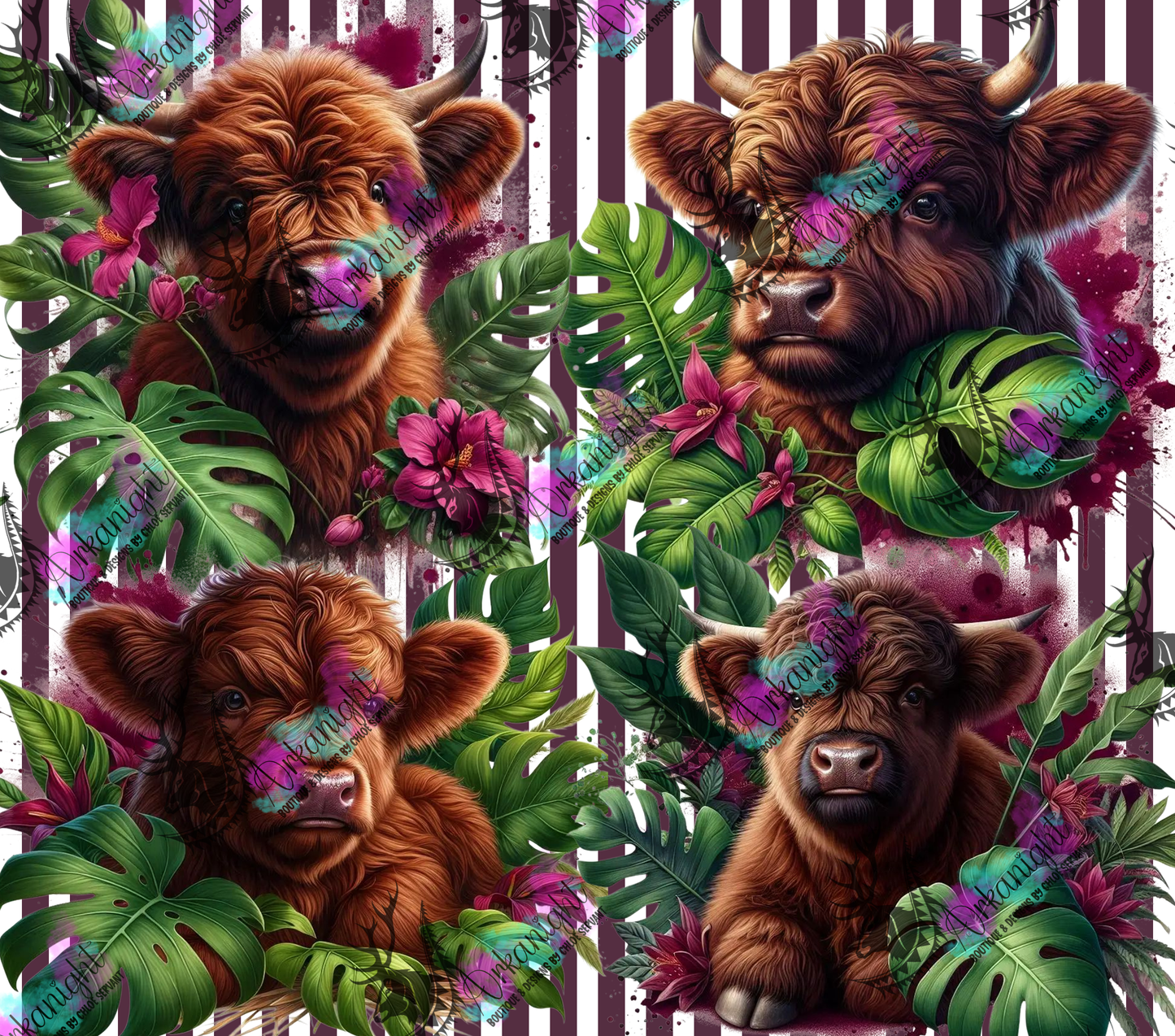 Numérique - Collection Monstera & Animals - Highland Cow dark Brown
