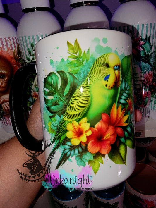 Tasse en céramique sur commande - Monstera & Animals - Peruche verte