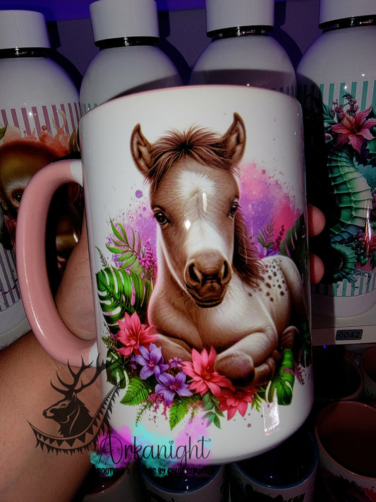 Tasse en céramique sur commande - Monstera & Animals - Poulain Gris
