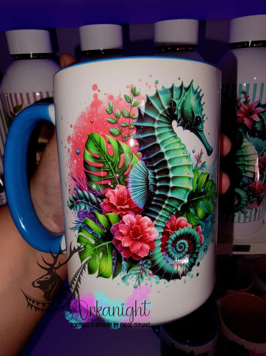 Tasse en céramique sur commande - Monstera & Animals - Hippocampe