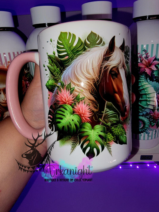 Tasse en céramique sur commande - Monstera & Animals- Clydesdale Horse