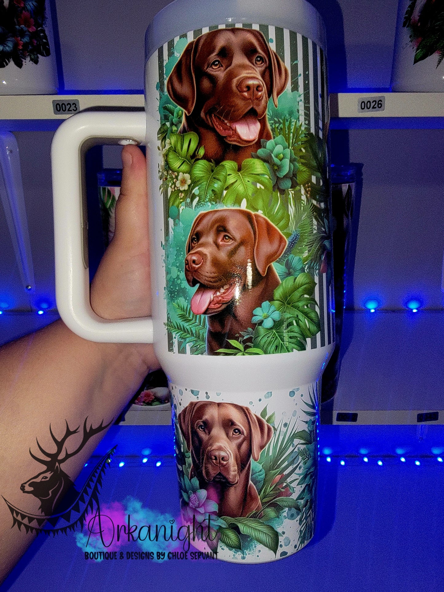 Gourde 40 oz sur commande - Collection Monstera & Animals - Labrador Brun