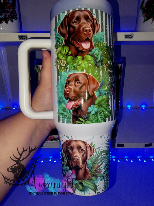 Gourde 40 oz sur commande - Collection Monstera & Animals - Labrador Brun