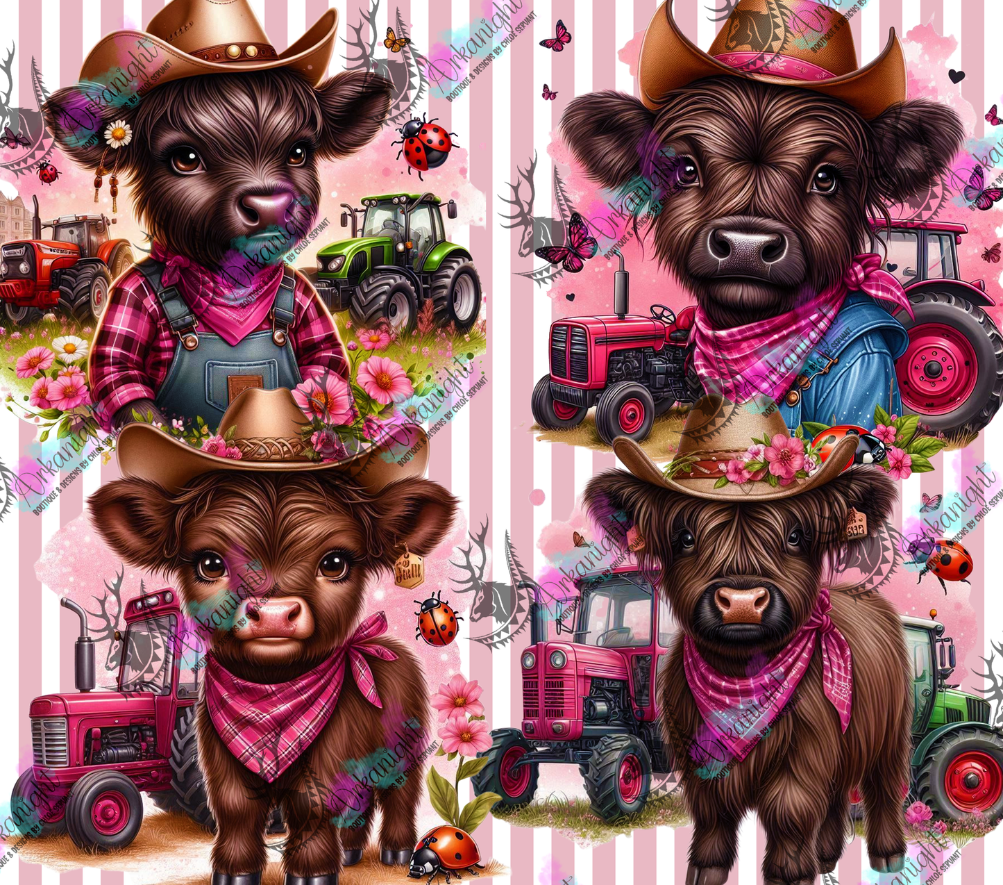 Numérique - Collection Monstera & Animals - Highland Cow Rose Farmer