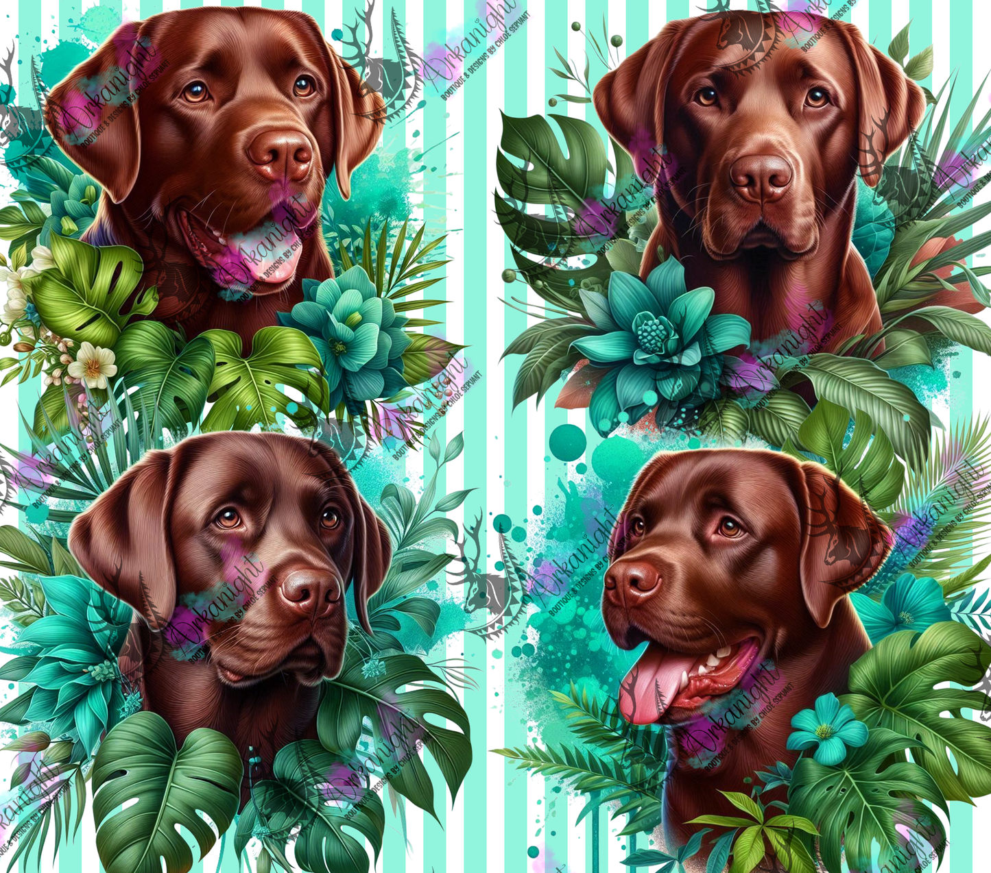 Numérique - Collection Monstera & Chien - Labrador Brun